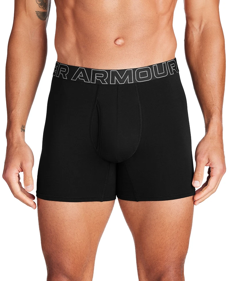 Under Armour Men's 3-Pack Cotton Performance Solid 6" Boxer Briefs