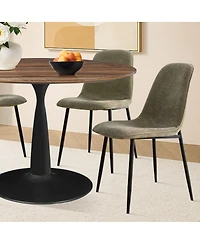 Maison Boucle 5-Piece Round Dining Table Set with Metal Base and Walnut Top, Modern Kitchen Chairs for 4, Space-Saving Small