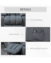 Homcom Power Lift Chair for Elderly Big and Tall with Massage, Linen Fabric Upholstered Recliner Sofa Chair with Remote Control, Side Pockets, Grey