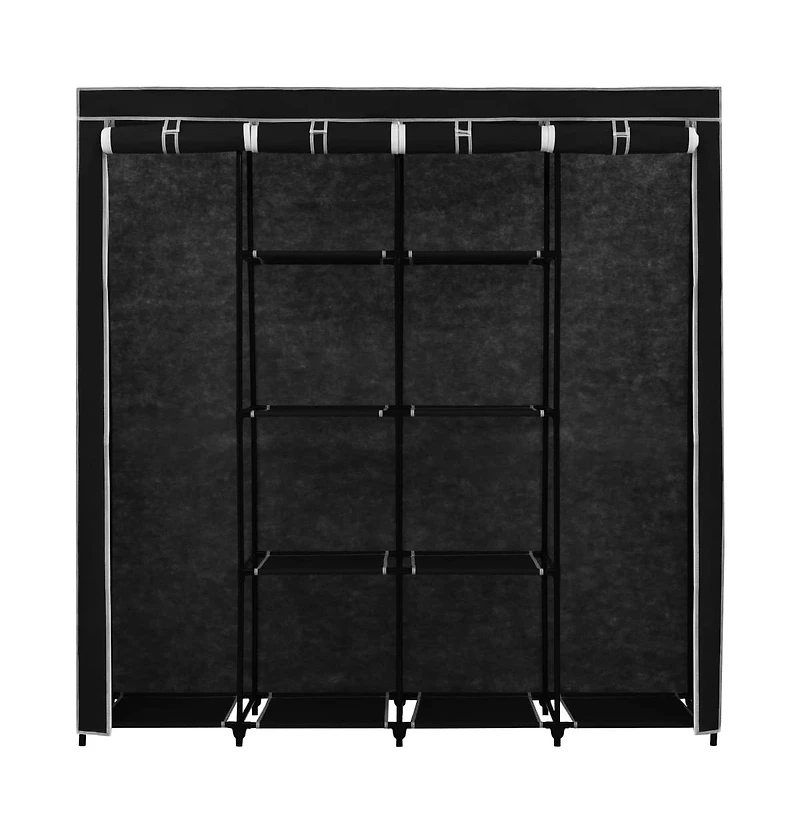 Wardrobe with 4 Compartments Black 68.9"x17.7"x66.9"