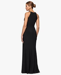 Xscape Women's Halter Neck Jewel Straps Long Dress