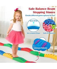 Sugift Colorful Kids Wavy Balance Beam with Textured Surface and Non-slip Foot Pads