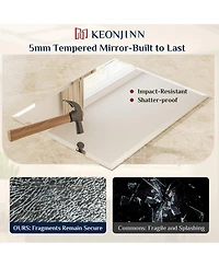 Keonjinn Inch Beveled Bathroom Vanity Mirror Shatterproof Frameless Wall Mirrored Over Sink Horizontal/Vertical