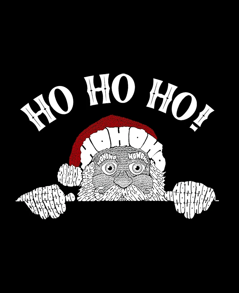 La Pop Art Women's Peeking Santa Word Short Sleeve T-Shirt