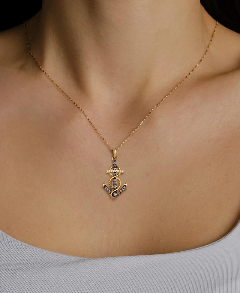 Le Vian Chocolate Diamond (0.22 ct. t.w.) and Vanilla Diamond (0.03 ct. t.w.) Chocolatier Pendant Necklace in 14k Honey Gold