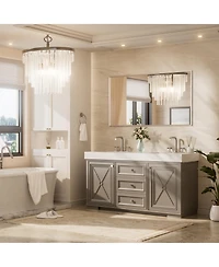 Keonjinn Inch Brushed Nickel Bathroom Vanity Mirror Metal Framed Over Sink Wall Mirror Horizontal/Vertical