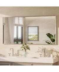 Keonjinn Inch Brushed Nickel Bathroom Vanity Mirror Metal Framed Over Sink Wall Mirror Horizontal/Vertical
