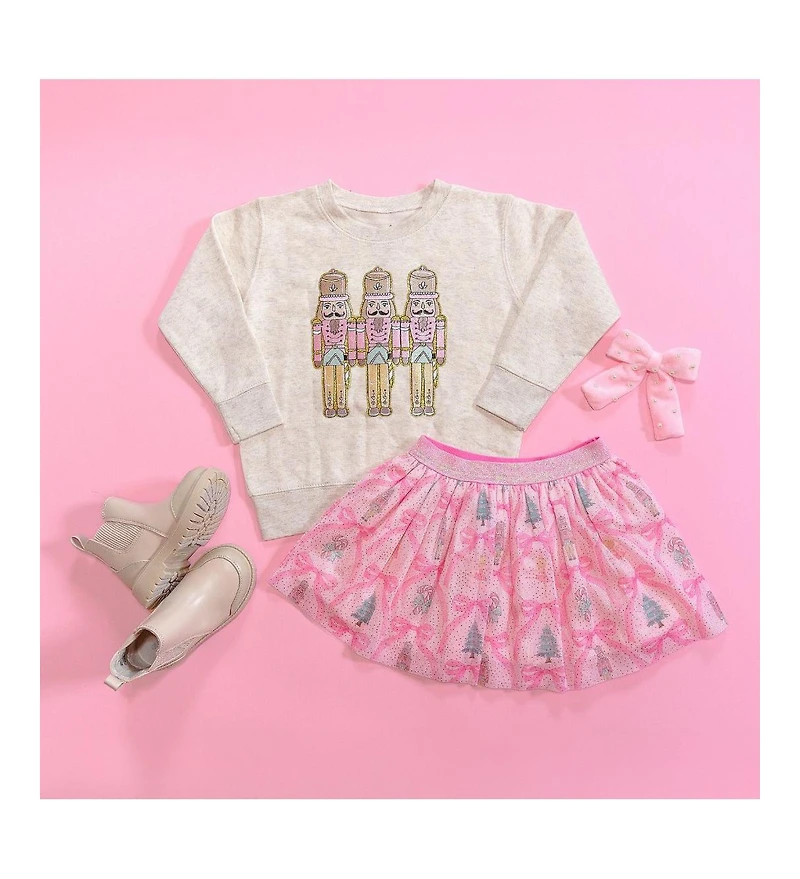 Sweet Wink Toddler Girls Pastel Nutcracker Patch Christmas Sweatshirt