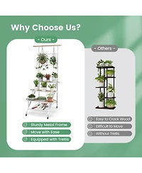 Sugift 4-Tier Hanging Plant Stand with Hanging Bar