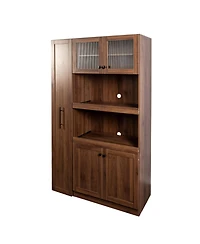 Casainc Kitchen Pantry Cabinet with 4 Doors and Pull-Out Multi-Tier Storage Shelves for Kitchen and Dining Room