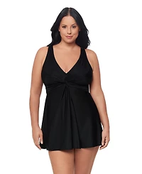 Miraclesuit Women's Plus Must Haves Marais Tummy Control Swimdress