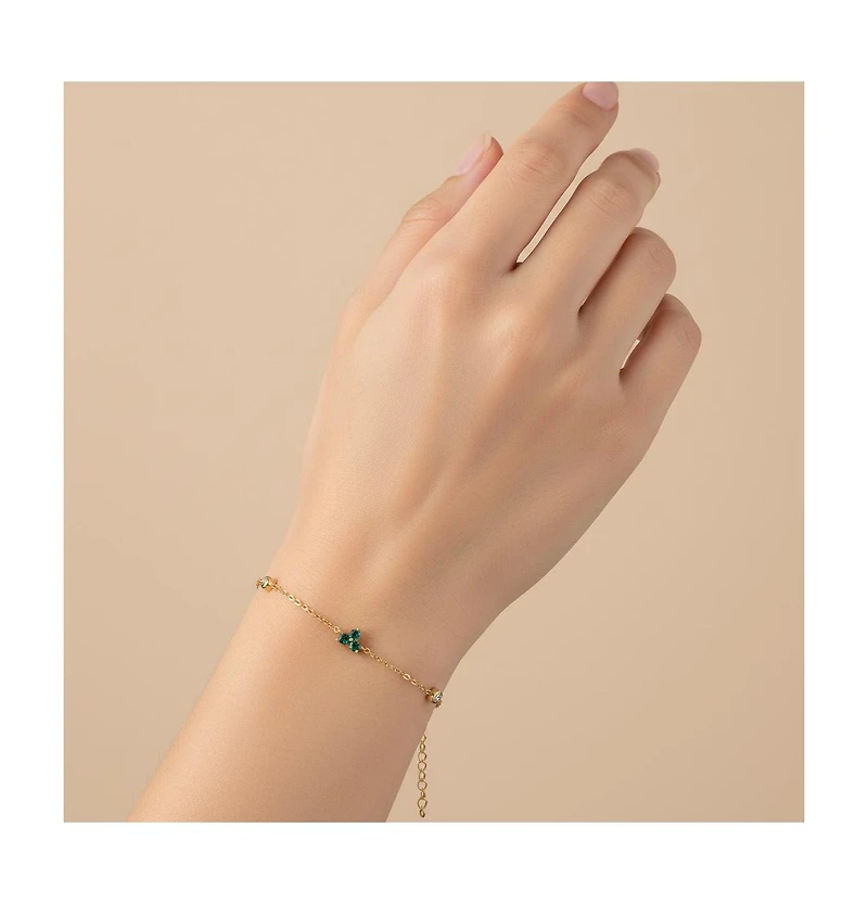 GiGiGirl Beautiful 14K Gold Plated Chain Link Charm Bracelet with Cubic Zirconia