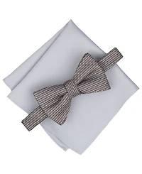 Alfani Men's Mini-Pattern Bow Tie & Solid Pocket Square Set, Exclusively at Macy's