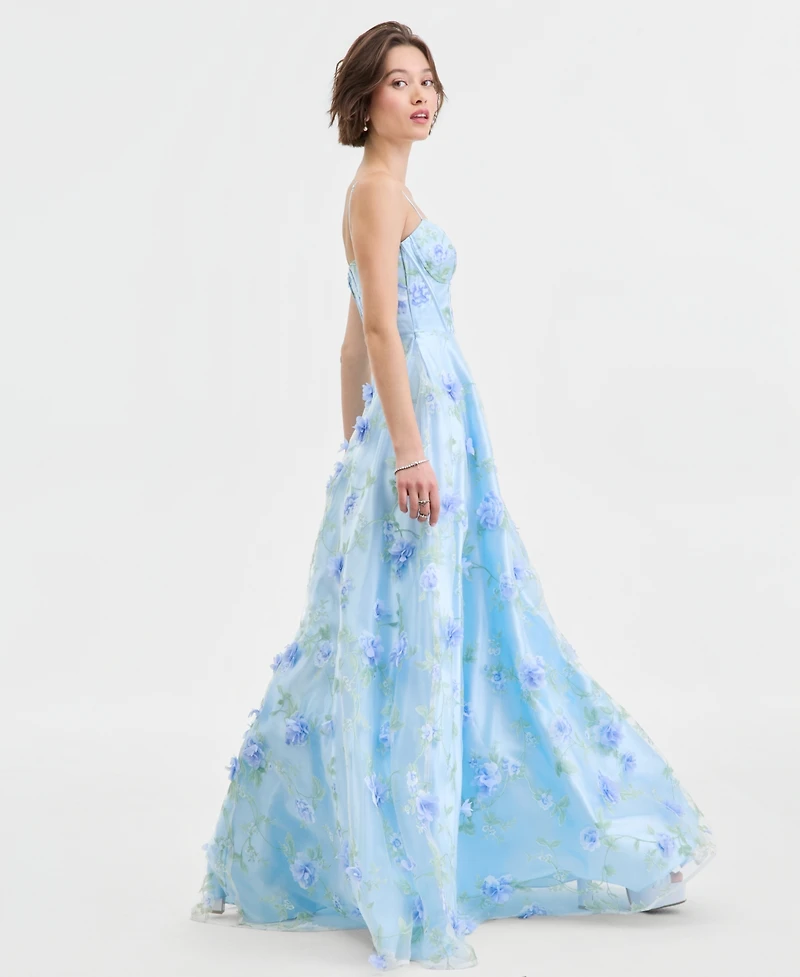 Say Yes Juniors' 3D Floral Embellished Ball Gown, Created for Macy's