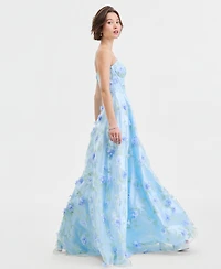 Say Yes Juniors' 3D Floral Embellished Ball Gown, Created for Macy's