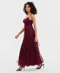 pear culture Juniors' Strappy V-Neck Lace Ball Gown