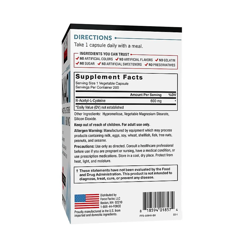 Force Factor Nac -N-Acetyl-l-Cysteine - Supports Immunity & Cellular Health