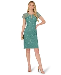 Adrianna Papell Women's Beaded Short-Sleeve Sheath Dress