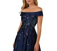 Adrianna Papell Women's Beaded Off-The Shoulder Dress