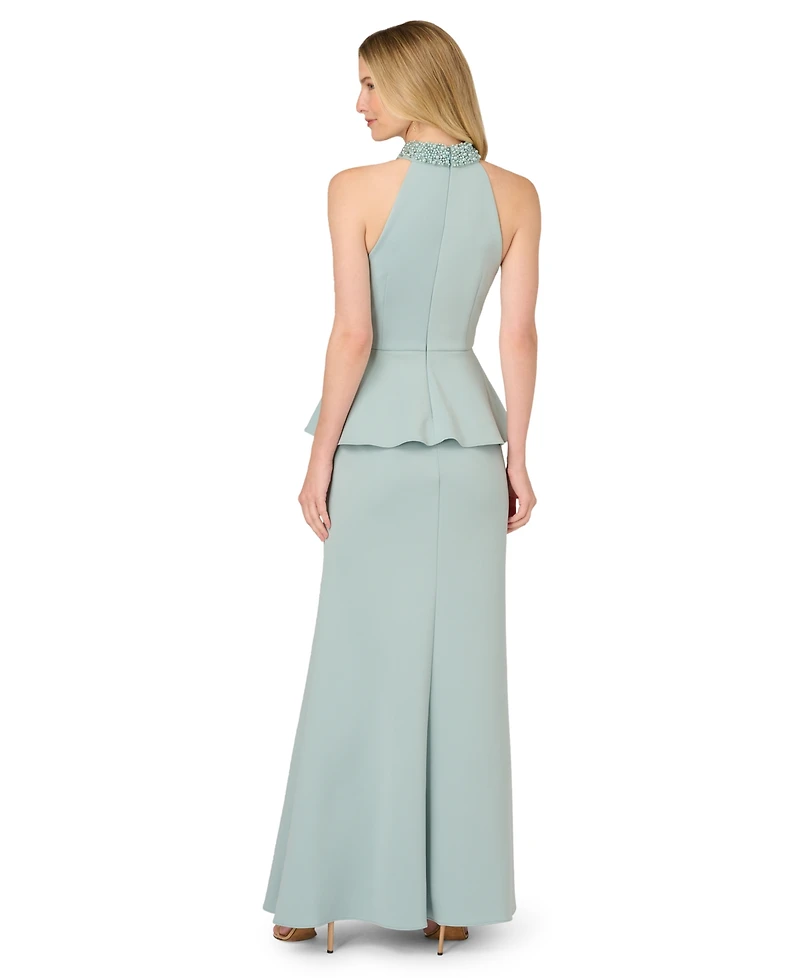 Adrianna Papell Women's Beaded Halter Neck Dress