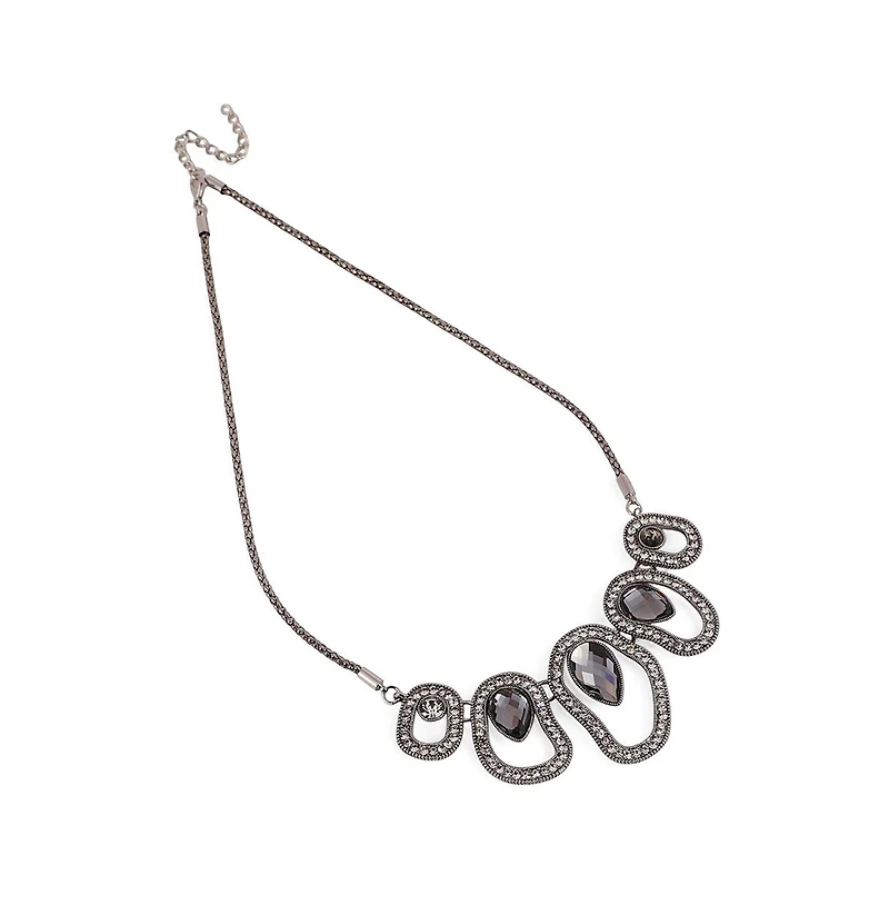 Sohi Women's The Teardrop-Halo Collar Necklace - Space Grey
