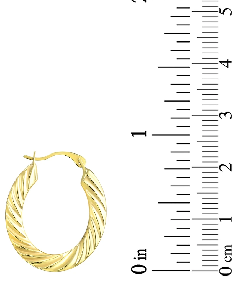 Macy's Timeless Cable Oval Hoop Earrings in 10k Yellow Gold