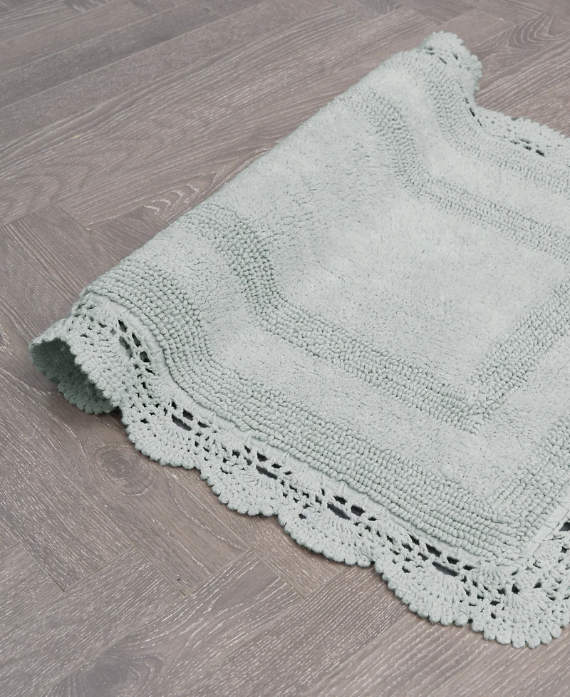 Laura Ashley Crochet Reversible Cotton Bath Rug, 17" x 24"