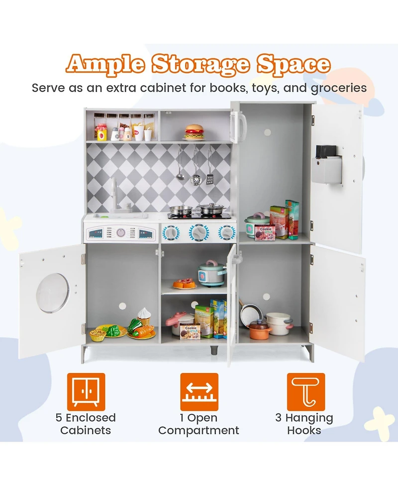 Pretend Play Kitchen for Kids Aged 3+ with Real Sounds and Lights