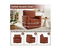 360°Swivel Chair with Side Pockets Compact Chenille Armchair