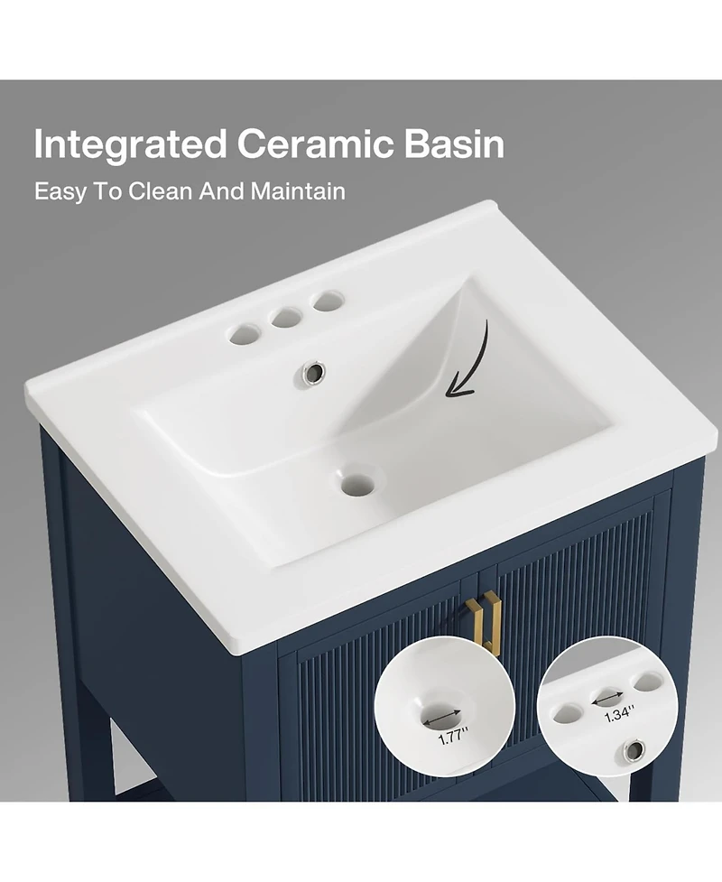 Tribesigns 24" Modern Bathroom Vanity with Sink,2 Doors and 1 Drawer, Freestanding Vanities Cabinet Combo