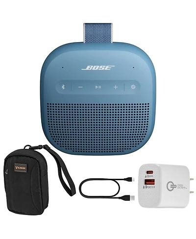 Bose SoundLink Micro 2nd Gen Bluetooth Speaker, Blue Dusk + Case + 20W Wall Charger