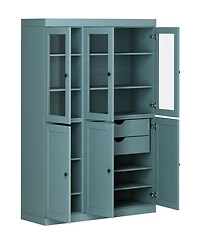 Palace Imports 100% Solid Wood 48.5" Pantry Cabinet with Clear Glass, Shaker Doors, 2-Drawers & Adjustable Shelves