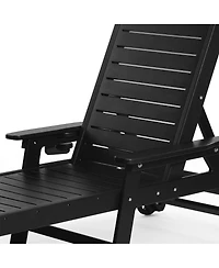WestinTrends 2-Piece Outdoor Patio Chaise Lounge Chair with Wheels & Cup Holder Side Table