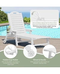 WestinTrends 2-Piece Outdoor Patio Chaise Lounge Chair with Wheels & Cup Holder Side Table