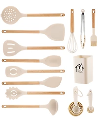 Sugift 9-Piece Natural Teak Wooden Kitchen Utensils Set