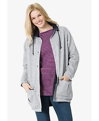 Woman Within Plus Fleece Nylon Reversible Jacket