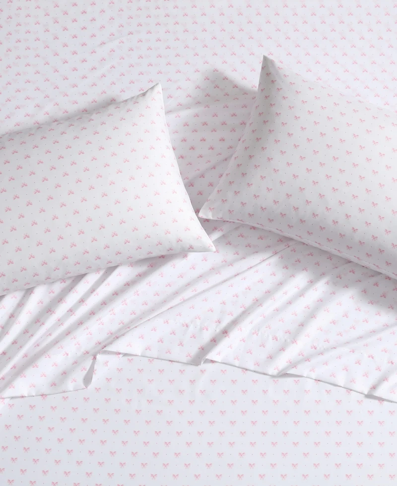 Laura Ashley Lovely Bows Microfiber -Pc. Sheet Set