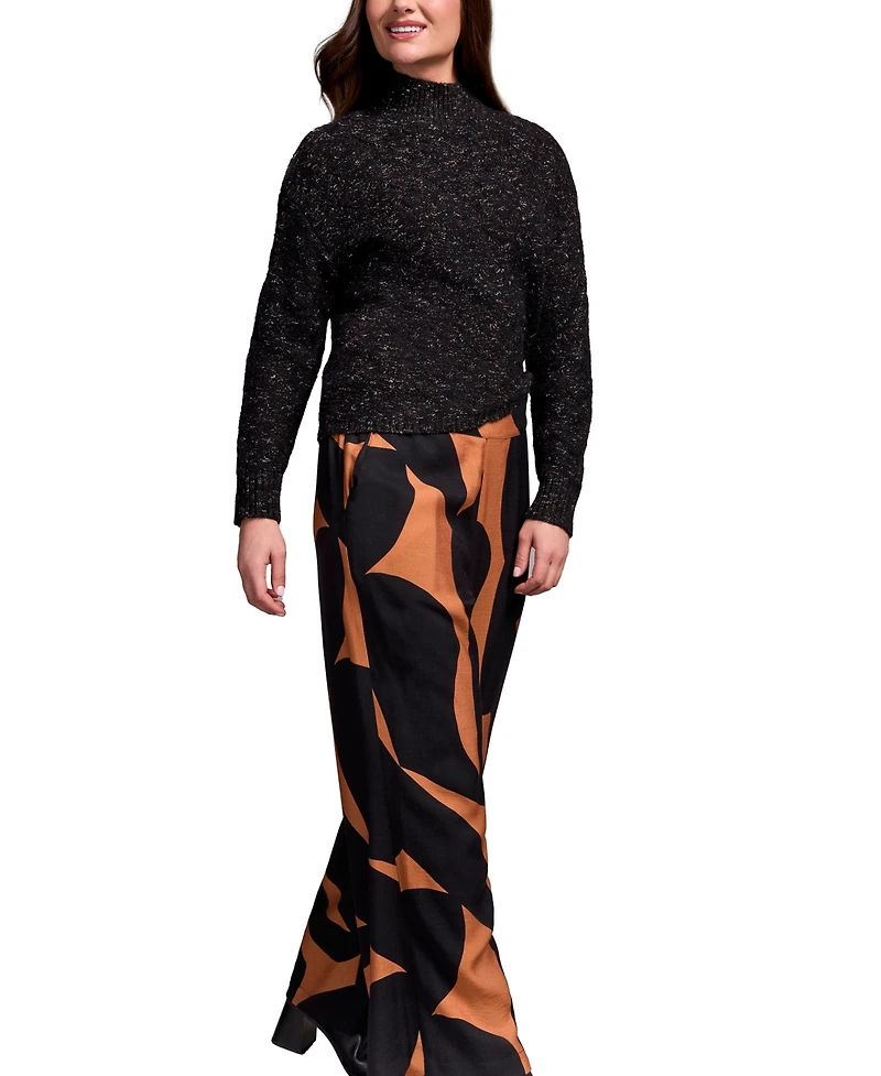 Tribal Women's Mock Neck Drop Shoulder Sweater