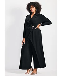Avenue Women's Plus Glamour Wrap Front Jumpsuit