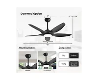 Sofucor 48-inch Matte 5-Blade Ceiling Fan with Six Speed Remote Control and Forward Reverse Function for Indoor Use