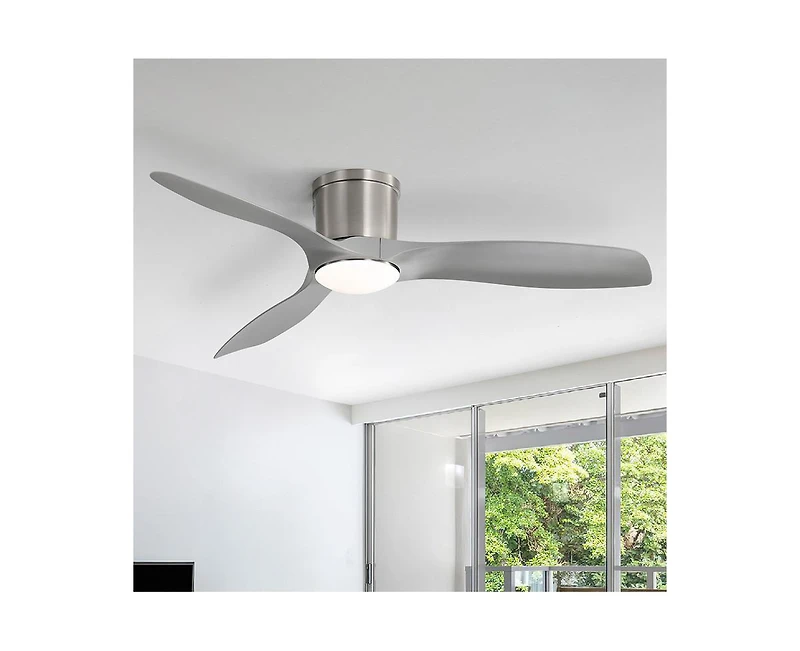 Sofucor 52-inch Modern Sand Nickel 3-Blade Flush Mount with Led Lights and Remote Control