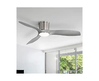 Sofucor 52-inch Modern Sand Nickel 3-Blade Flush Mount with Led Lights and Remote Control