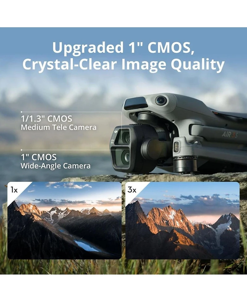 Dji Air 3S Drone with Rc-N3 Remote Controller, Bundle with 128GB Memory Card, Strobe Light, Landing Pad Pro and Backpack