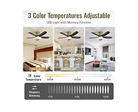 Sofucor 42-inch Modern Golden 5-Blade Ceiling Fan With 6-Speed Adjustable Wind Speed and Light Kit