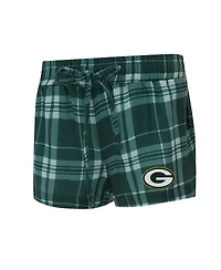 Concepts Sport Women's 2-Piece Heather Gray/Green Bay Packers Regulate Plaid Long-Sleeve T-Shirt and Shorts Sleep Set