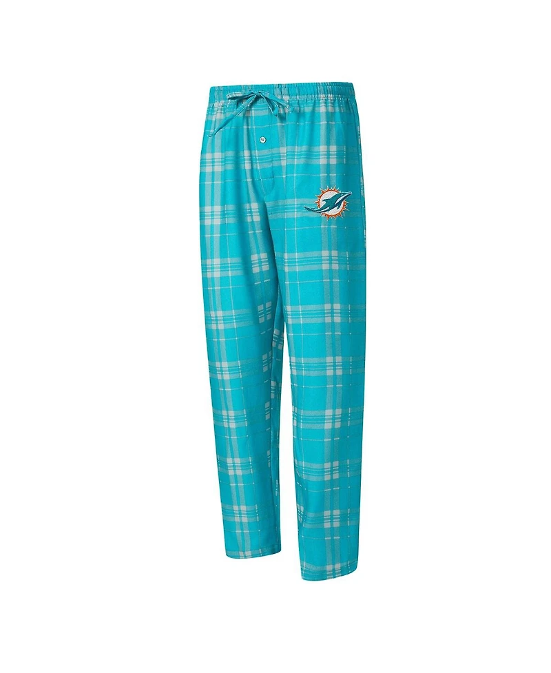 Concepts Sport Men's 2-Piece Aqua/Gray Miami Dolphins Regulate Long Sleeve T-Shirt and Plaid Pant Set