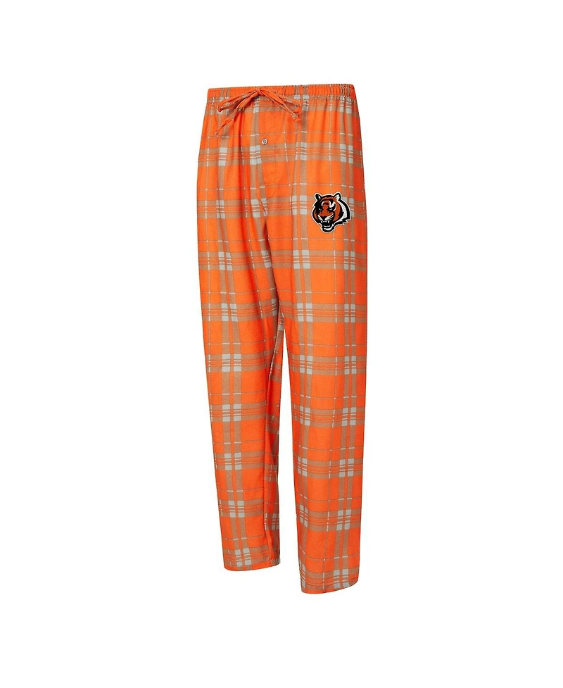 Concepts Sport Men's 2-Piece Orange/Gray Cincinnati Bengals Regulate Long Sleeve T-Shirt and Plaid Pant Set