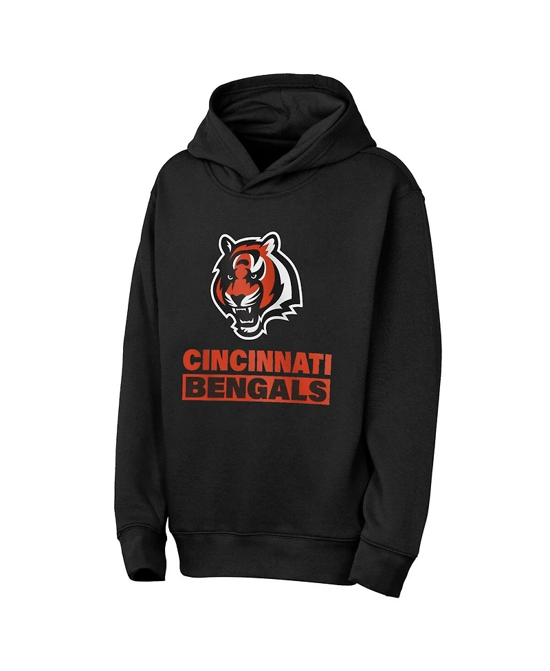 Outerstuff Big Boys and Girls Black Cincinnati Bengals Back to Basics Hoodie