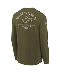Nike Big Boys and Girls Olive Detroit Lions 2025 Salute to Service Sideline Dri-fit Long Sleeve T-Shirt
