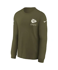 Nike Big Boys and Girls Olive Kansas City Chiefs 2025 Salute to Service Sideline Dri-fit Long Sleeve T-Shirt